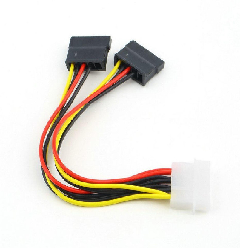 SKYBLUE Power Sharing Cable 0.3 m IDE to dual SATA Power Adapter Y Cable(Compatible with All Desktop and Laptop and Dvr, Black, One Cable)