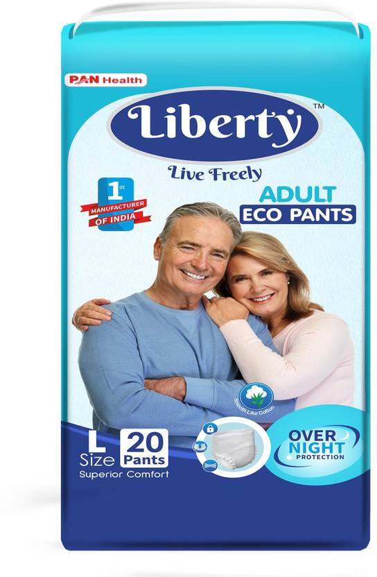 Liberty Eco Adult diaper pants, Large 20 pcs (75100 Cms 3039 inches) Adult Diapers L