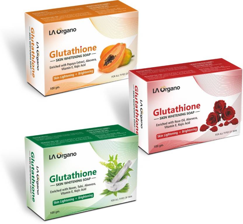 LA Organo Glutathione Soap Glutathione Papaya Soap + Glutathione Rose ...