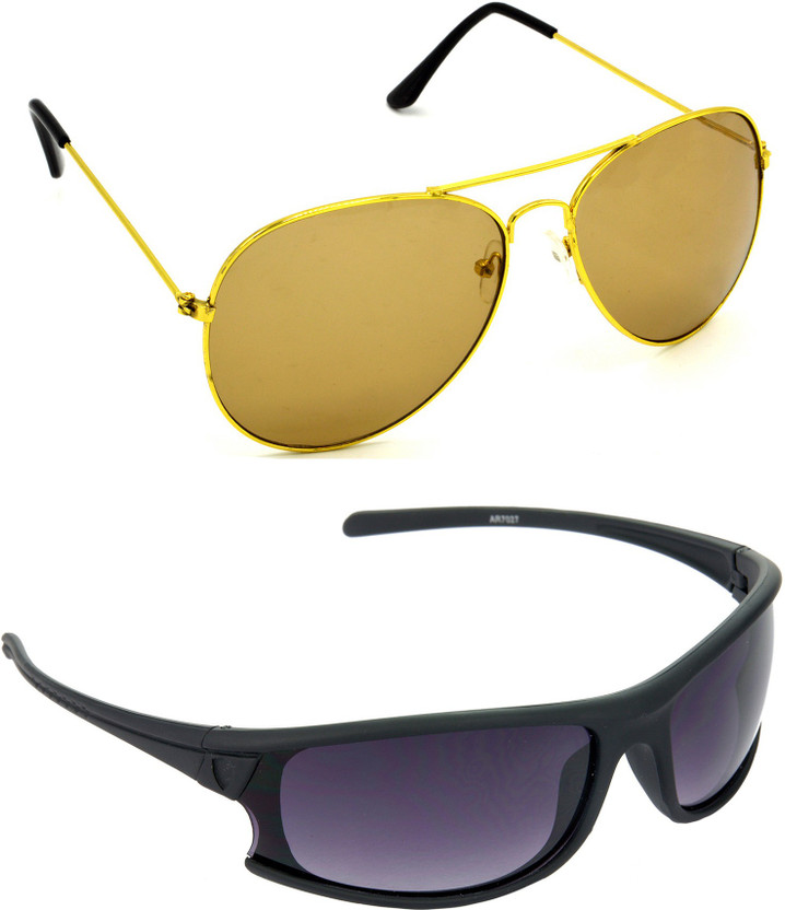 Hrinkar Aviator Sunglasses(For Men & Women, Brown)