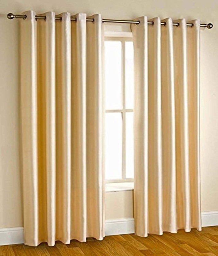 Yuvi Creation 275 cm (9 ft) Long Door Polyester Curtain (Pack Of 2)(Cream, Solid)