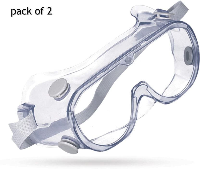 MGL 2020e virus protection FluFighter Eye Protective Gear, Light weight/Air vent/Transparent Laboratory Safety Goggle pack of 2 Laboratory, Wood-working, Power Tool, Welding, Blowtorch  Safety Goggle(Free-size)