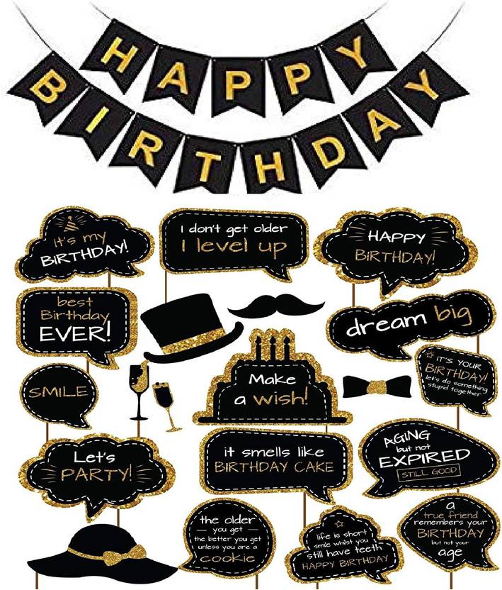 Balloons Happy Birthday Photo Booth Props (Set of 20 Props) and 1 Set ...