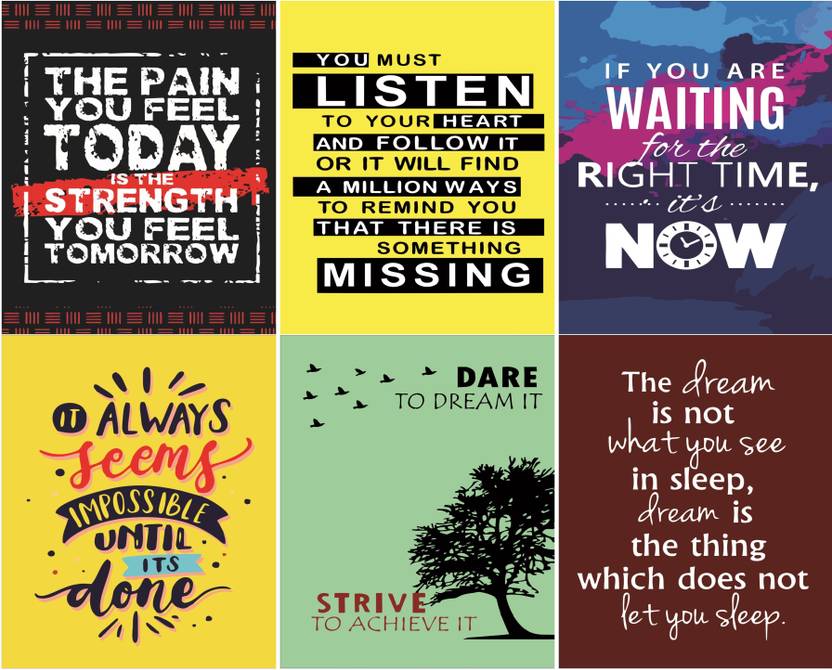 Combo Pack of 6 Motivational Wall Posters and Inspirational Quotes for