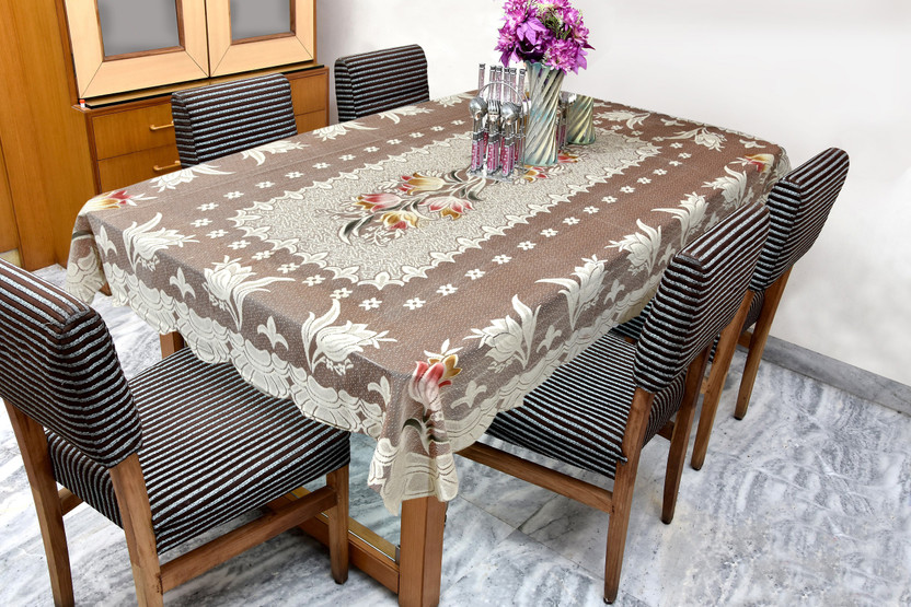 GAURANG Cotton 6 Seater Printed Table Cover(COFFEE)