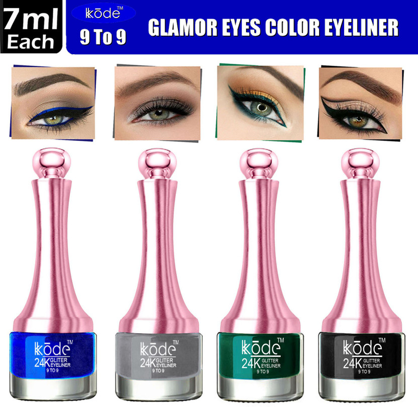 kKode 9 TO 9 Waterproof & Long Lasting Glamor Color Eyes Eyeliner 22 ml(Blue,Grey,Dark Green,Black)