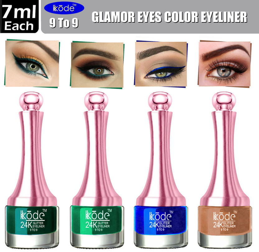 kKode 9 TO 9 Waterproof & Long Lasting Glamor Color Eyes Eyeliner 22 ml(Dark Green,Light Green,Blue,Copper)