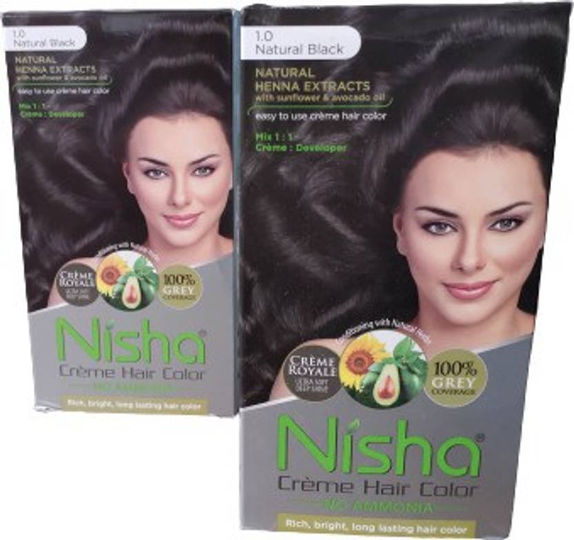 Nisha Creme Hair Color Natural Black , natural black Price in India