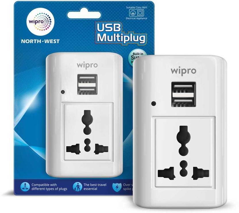Wipro NWM0300_1 USB Multi Plug with 1 Universal Socket and 2 USB Ports ...
