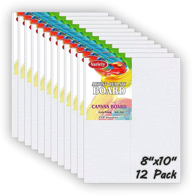 variety 8 X 10 BOARD CANVAS Cotton Medium Grain Board Canvas (Set of 12)