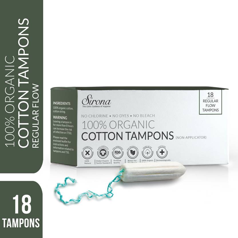 Sirona 100 Organic Cotton, NonApplicator Tampons 18 Pcs Tampons
