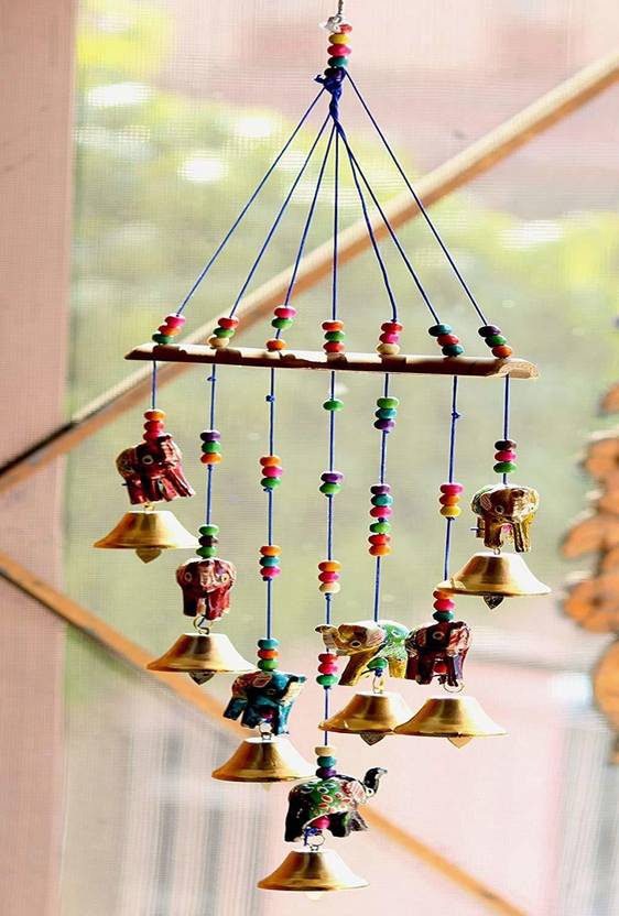 Renown Sreets Rajasthani Colorful Wooden Bells Design Wind Chime