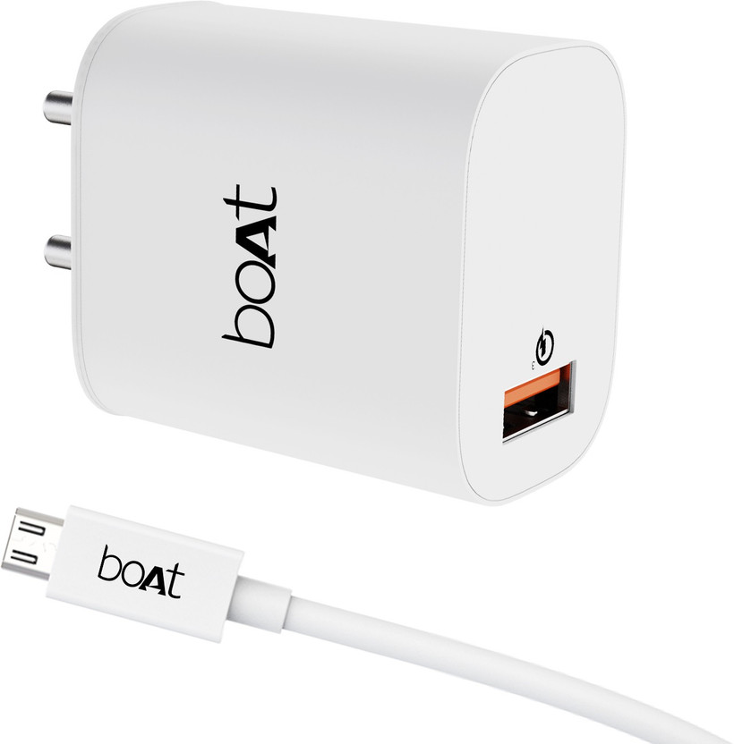 boAt 18 W Quick Charge 3 A Wall Charger for Mobile with Detachable Cable(White, Cable Included)