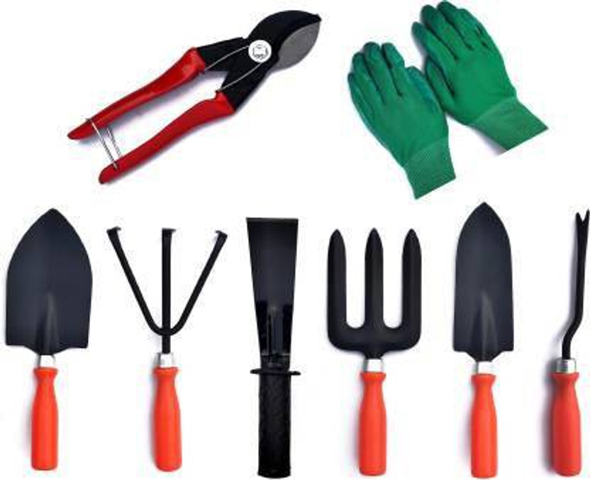 IBEX IBEX Complete Garden Tools kit, Shovel, Trowel, Frok, Weeder, Cultivator & Garden Khurpi, Double Cut & Gardening Gloves Garden Tool Kit(8 Tools) - Flipkart Deal