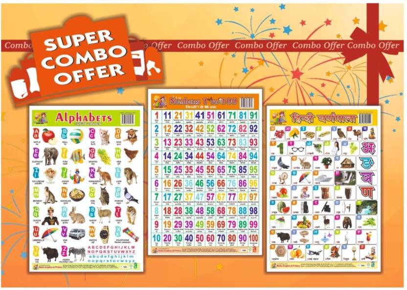 wall charts plastic non tearable with set of 3 charts alphabets