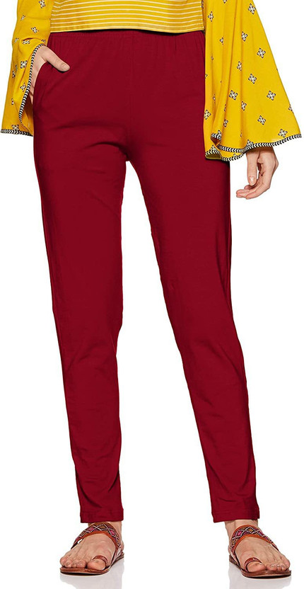 Lyra Slim Fit Women Maroon Trousers 