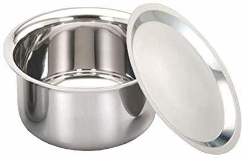 Super HK Stainless Steel 3 Litre Patila/Bhagona/Pateli/Tope with LID Tope/Bhagona/Patila with Lid 3 L capacity 24 cm diameter(Stainless Steel, Induction Bottom)
