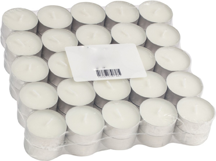 fraiche Melting Moments 50 Pack Unscented T-lights Perfume Candle(White, Pack of 50)