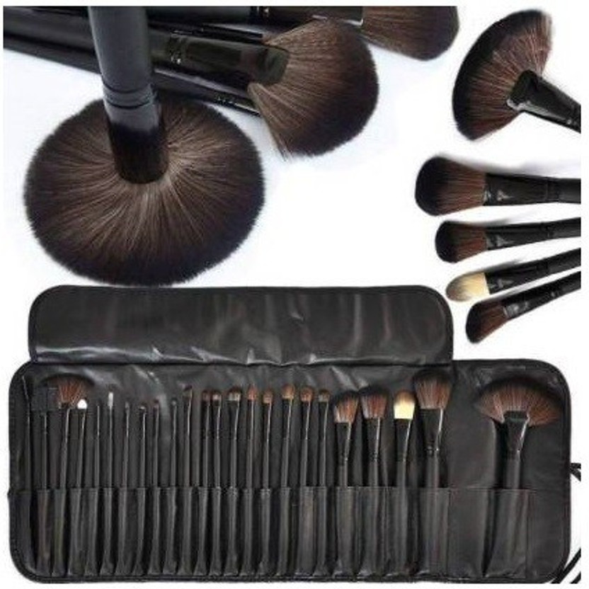 QUIYANG black 24 Original Cosmetic Brush Professional Makeup Tool With Black Handle(Pack of 24)