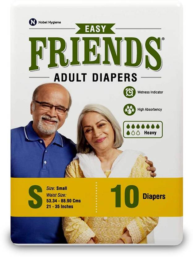 Noble Hygiene Friends Easy Adult Diapers Small Size,(Pack Of 8) Waist