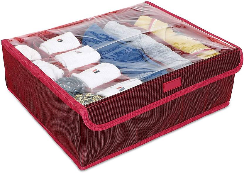 HOKiPO Undergarment Organizer Storage Box With Lid for Drawers Bra