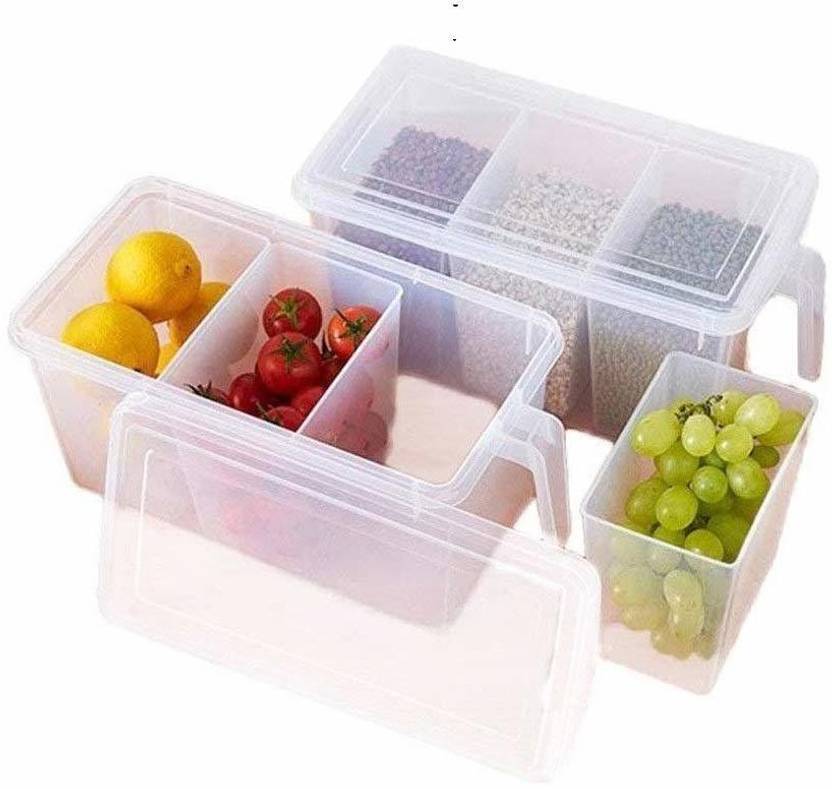 Asta Unbreakable Plastic Transparent Square Handle Food Storage Organizer Boxes/Container with