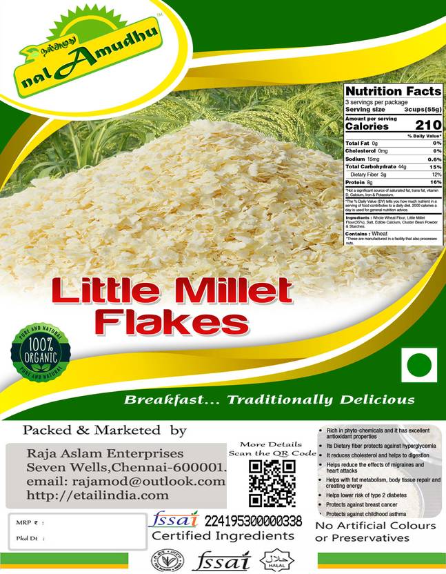 NalAmudhu Organic Little Millet Flakes Moraiyo Kutki Shavan