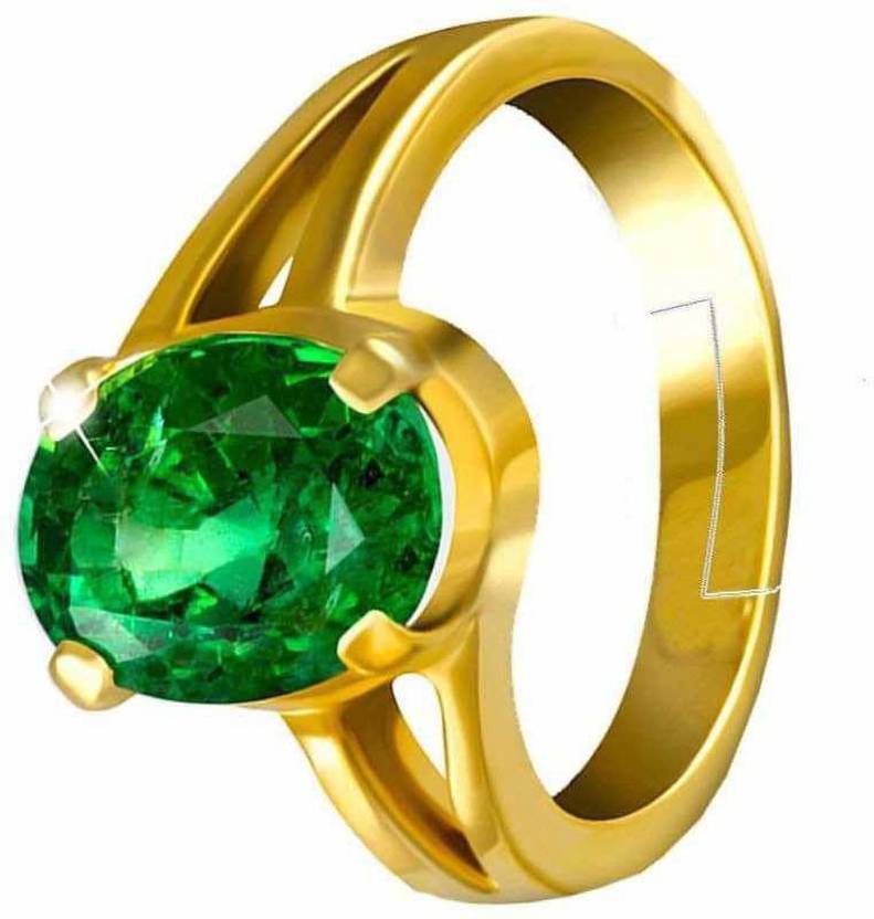 PARTH GEMS Gold Plated Birthstone/Astrology/Rashi Ratan Adjustable Ring  Metal Emerald Gold Plated Ring Copper, Nickel, Metal, Silver, Zinc Emerald  ...