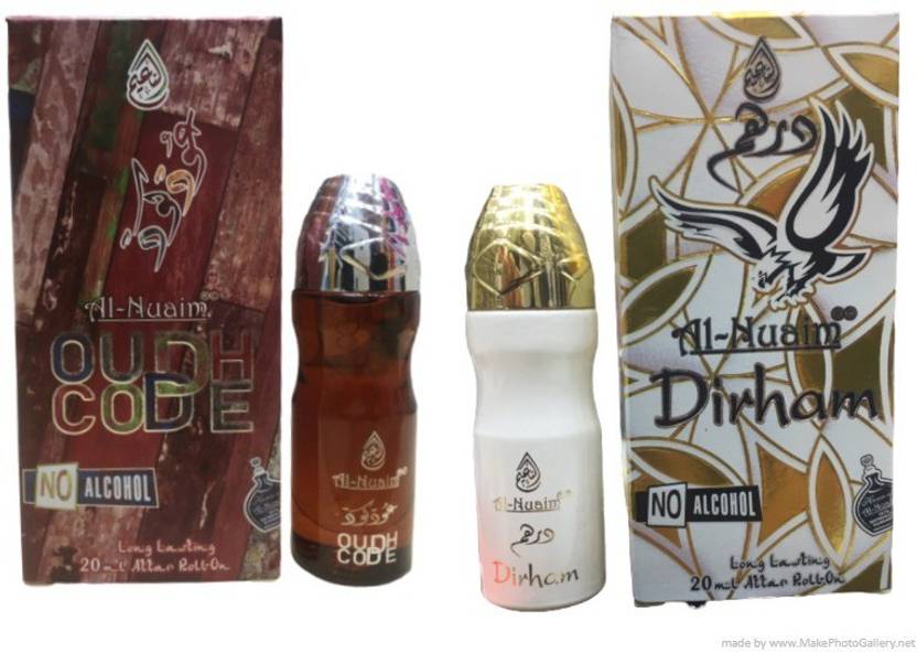 Al Nuaim OUD CODE AND DIRHAM 20 ML ROLL ON ATTAR (PACK OF 2) Floral