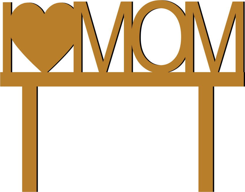 Creatick Studio I love Mom Cake Topper /Cake Decoration Item / Special Cake Decoration for Kids Wife Husband Friend cousin - Pack of 1 Cake Topper(Gold Pack of 1)