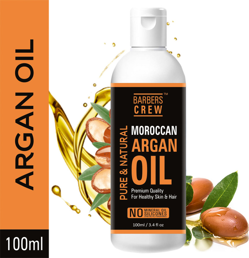 Barbers Crew Premium Cold Pressed Moroccan Argan Oil for Skin, Hair Regrowth_ No Parabens, Sulphate, Silicones- Hair Oil(100 ml)