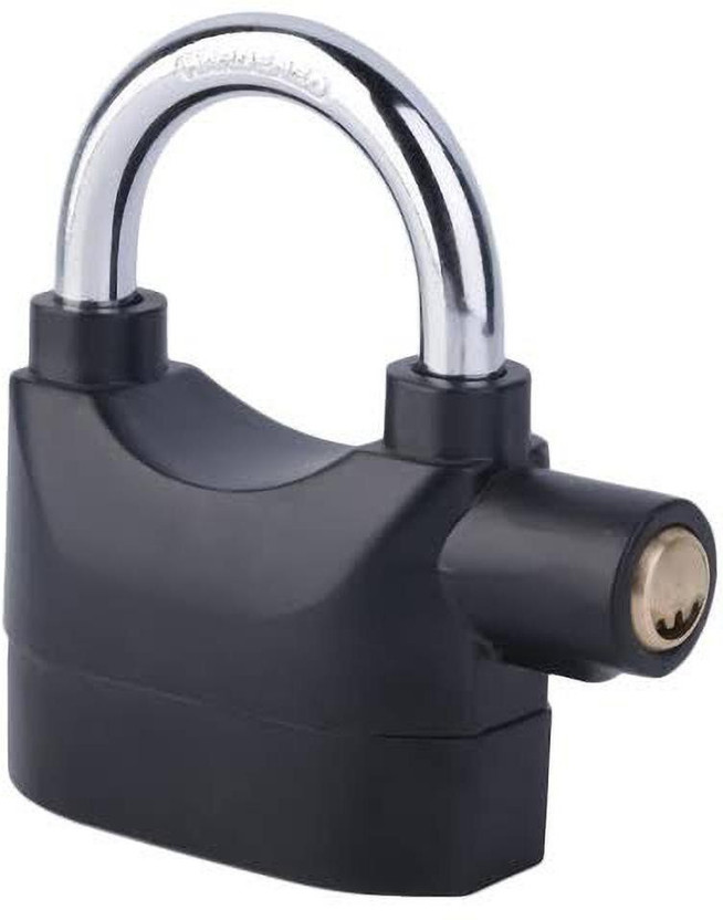 MD Retail Anti Theft System Security Pad Lock with Burglar Smart Alarm Siren Motion Sensor Secure for Home Door gate Cycle Shop Bike Office Shutter (Black) Steel Alarm Padlock Ideal for sheds, caravans, gates, bikes, motorcycles etc Batteries not accessible when locked. Safety Lock(Black)