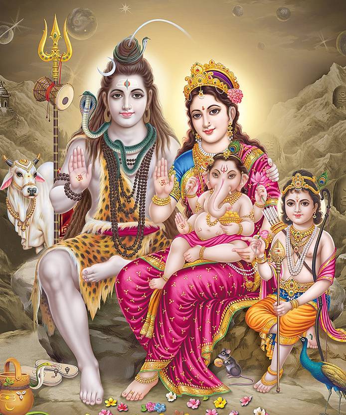 Lord Shiva Family Wall Poster | Lord Shivaji HD Poster for room decor