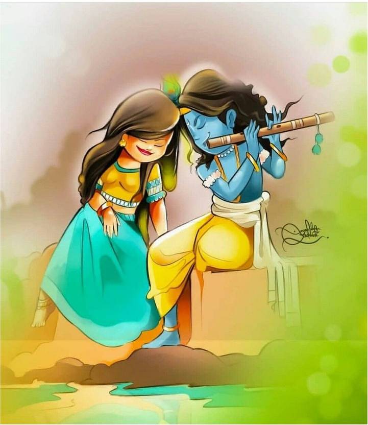 Cute Kanha Ji Self Adhessive wall Poster HD Paper Print Children