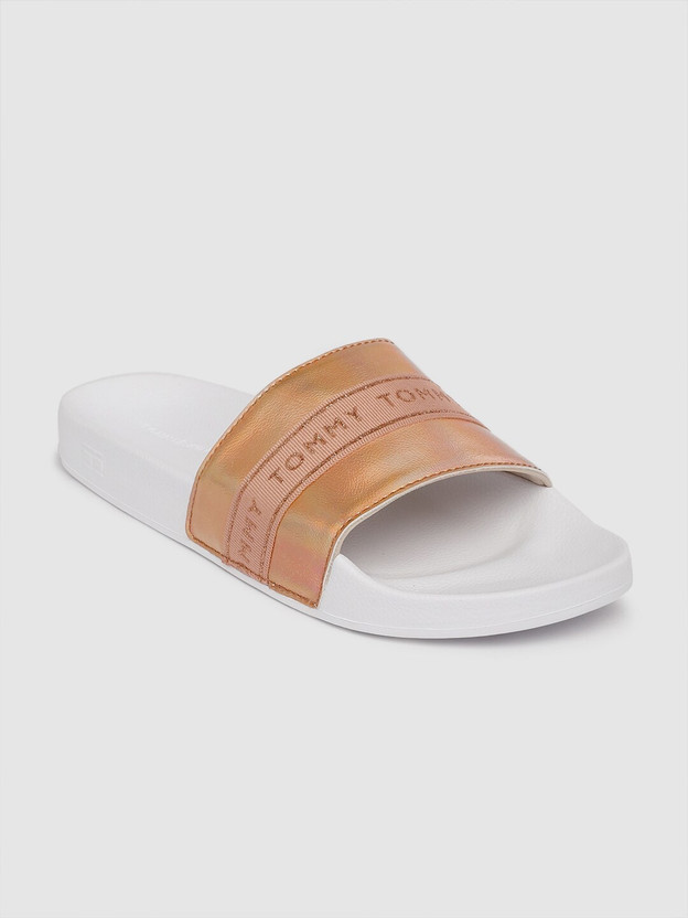 tommy hilfiger gold slides
