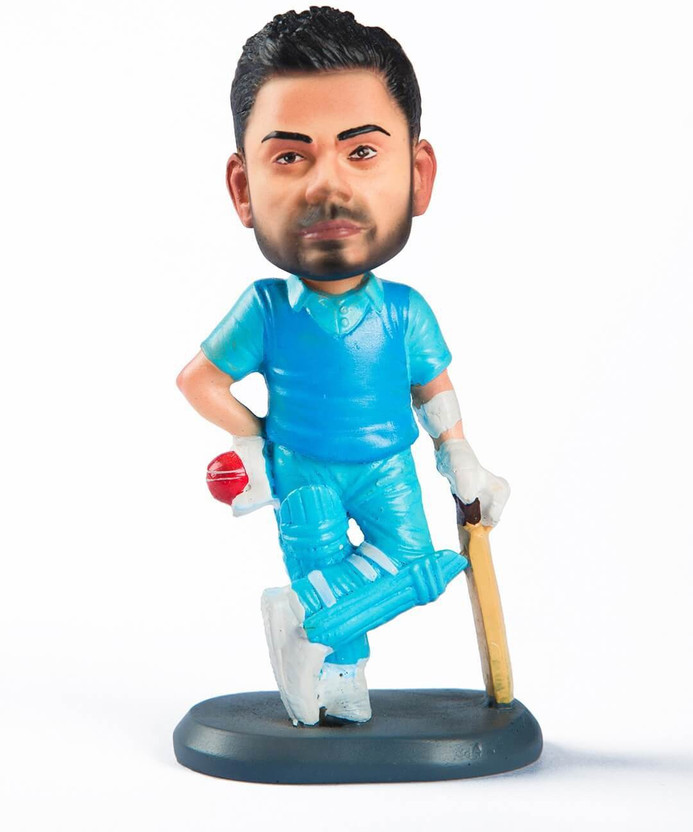 AweStuffs Virat Kohli Car Decoration Bobblehead Action Figure(Blue)