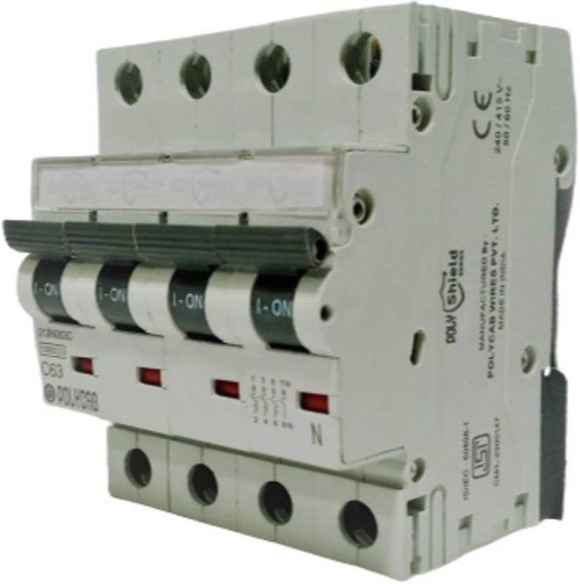 Polycab 63A CCurve TPN MCB (White, Small) Electrical MCB MCB Price in