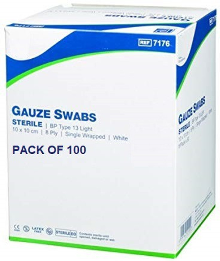 Agarwals Gauze Swabs Sterile 10cm * 10cm(Pack Of 100) Gauze Medical Dressing(Pack of 100)