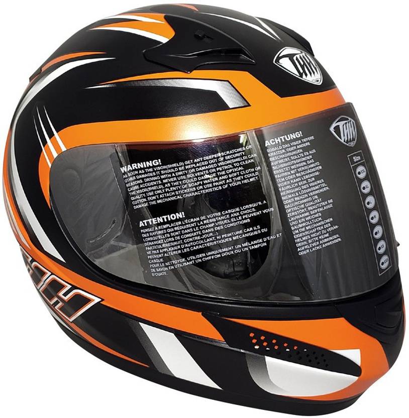 THH HELMETS T76 Xtreme Full Face Single Shield Helmet (Black/Orange