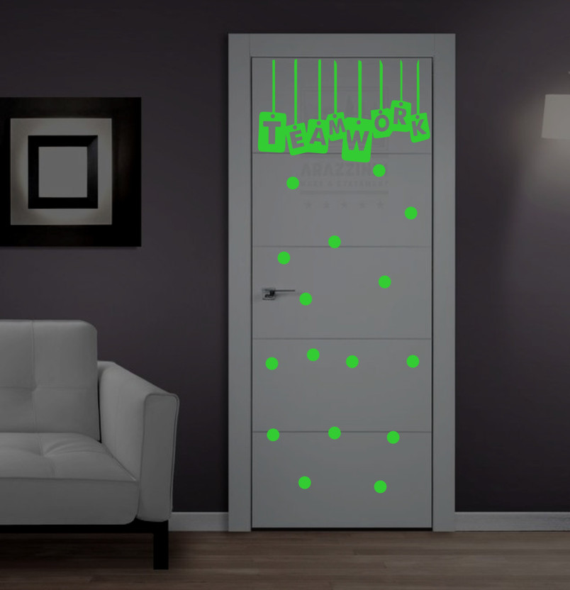 DreamKraft 25 cm Glow in The Dark Team Work Wall Stickers Glow in the Dark Sticker(Pack of 1)