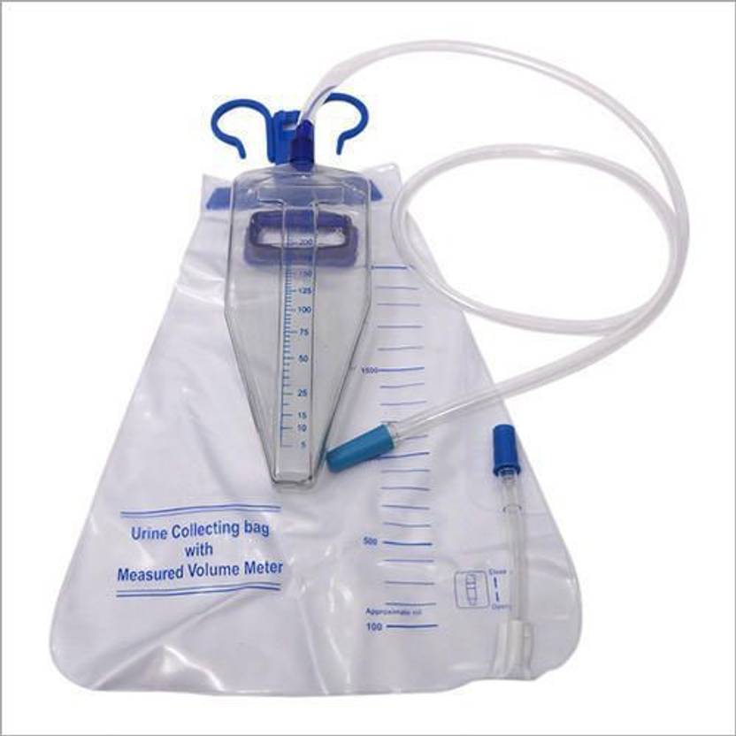 Agarwals Urometer Urine Collecting Bag (2000ML) with Measured Volume Meter (250ML) Clear (Pack