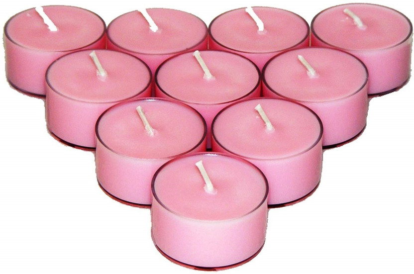 THIRTEENKCANDDLE Rose Scented Round Clear Cup Tealight Candles Home Spa Hotel Party Candle(Pink, Pack of 10)
