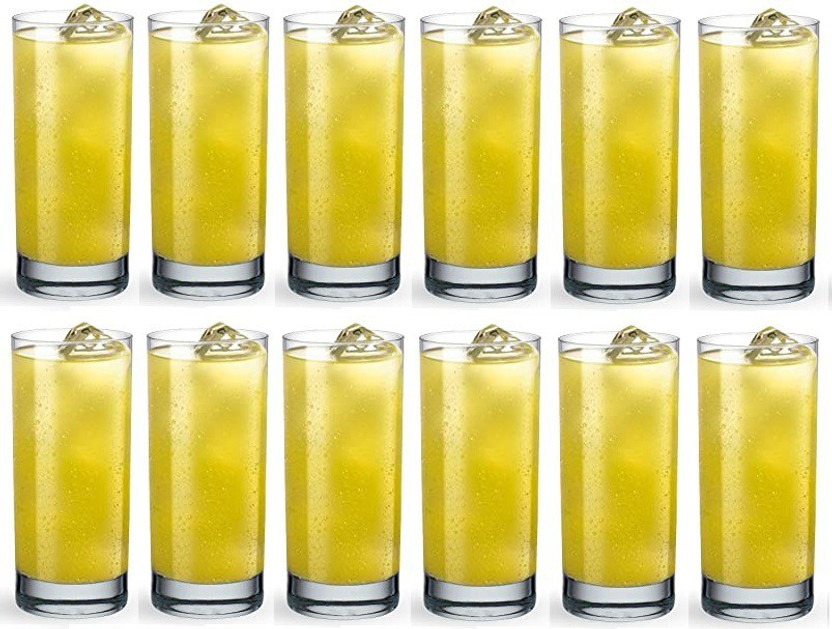 MANTRAA SALES (Pack of 12) Highball Crystal Clear Heavy Base Tall Bar Drinking Glasses for Water, Juice, Beer, Wine, and Cocktails 300ml Glass Set Pack of (12) Glass Set Water/Juice Glass(300 ml, Glass, Clear)