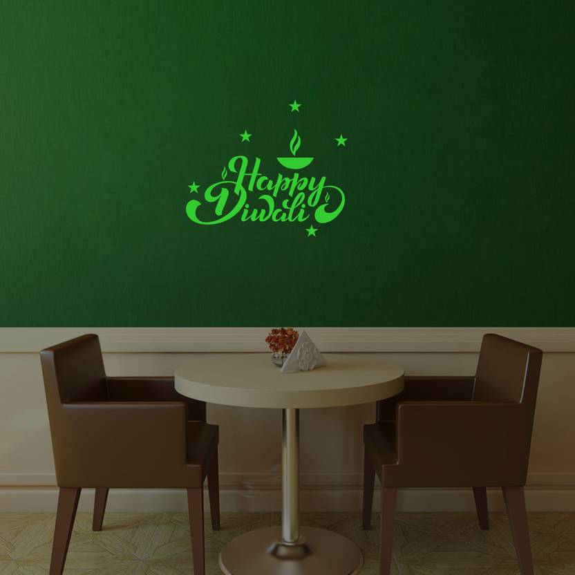 DreamKraft 25 cm Glow in The Dark Happy Diwali Radium Wall Stickers