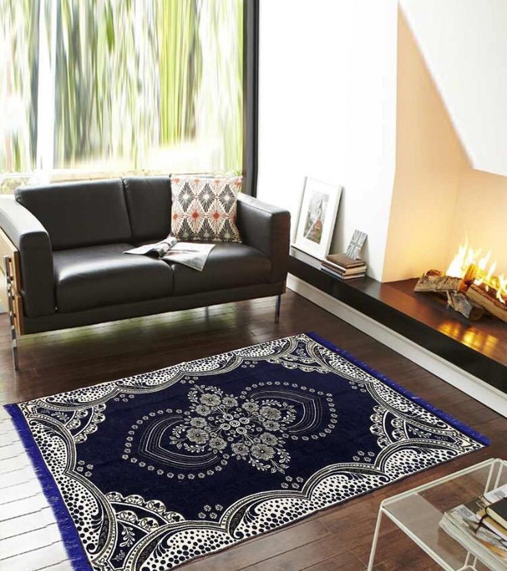 Bala Ji Emporium 4 ft  X 6 ft Cotton Carpet(Rectangle, Blue)
