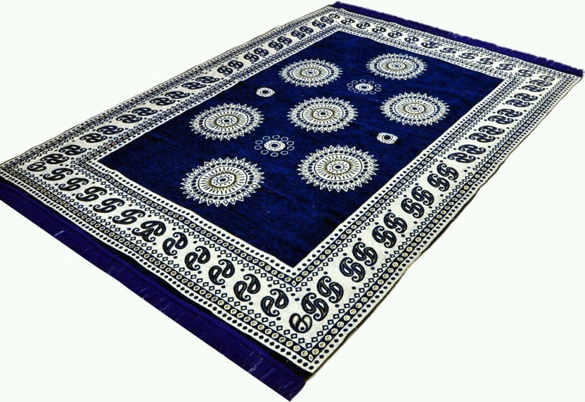 Rudra Decor 121 cm  X 183 cm Cotton Carpet(Rectangle, Blue)