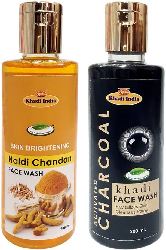 khadi natural herbal Haldi Chandan Charcoal (Pack of 2) Face Wash