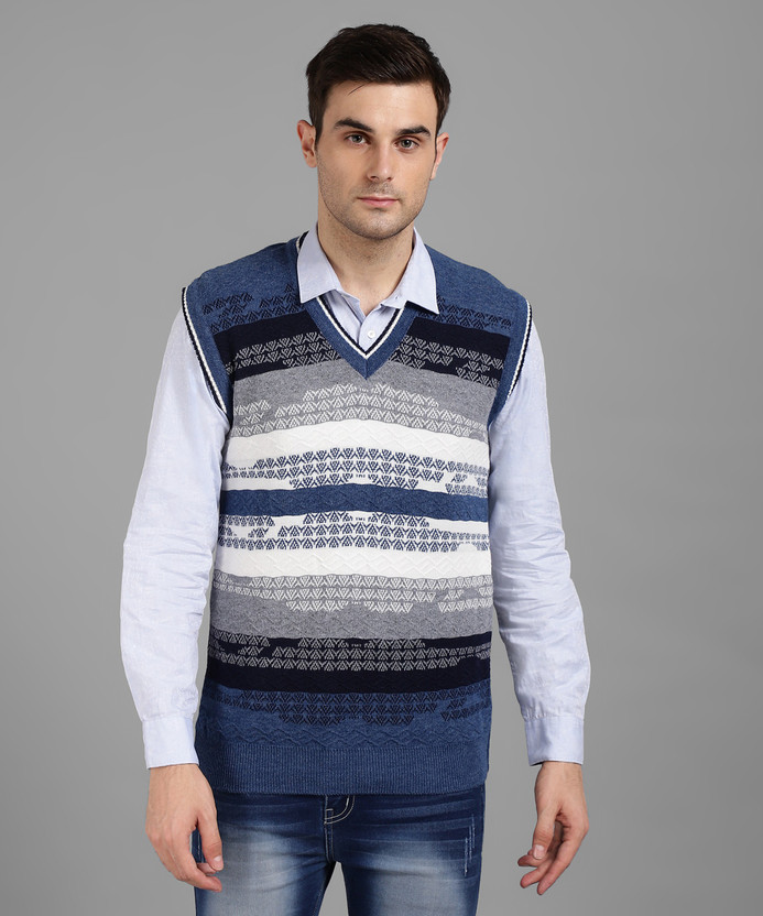 UNIQUE Striped V Neck Formal Men 