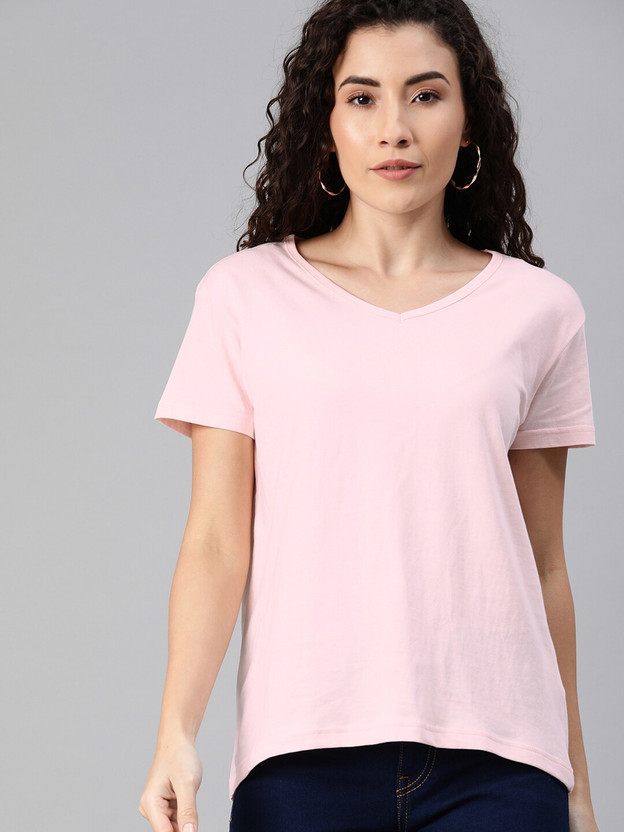 Womens light pink v neck t shirt Clearance