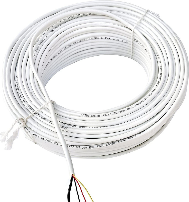 V A Antiques CCTV Wire 3+1 Full Copper Breding Alloy Mic Complete Video Transfer, 1 sq/mm White 90 m Wire(White)